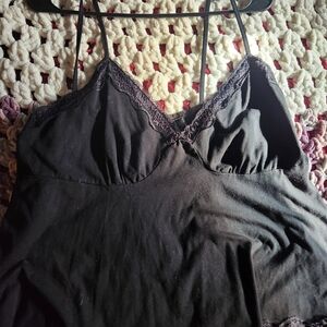 Black Lace Trim Cami Top